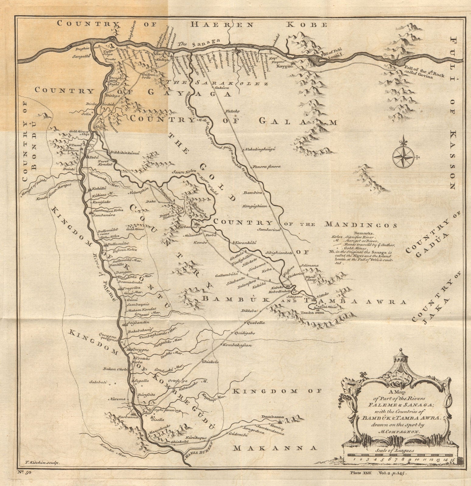 Part of the rivers of Falémé & Sanaga… Senegal river Mali. KITCHIN 1745 map